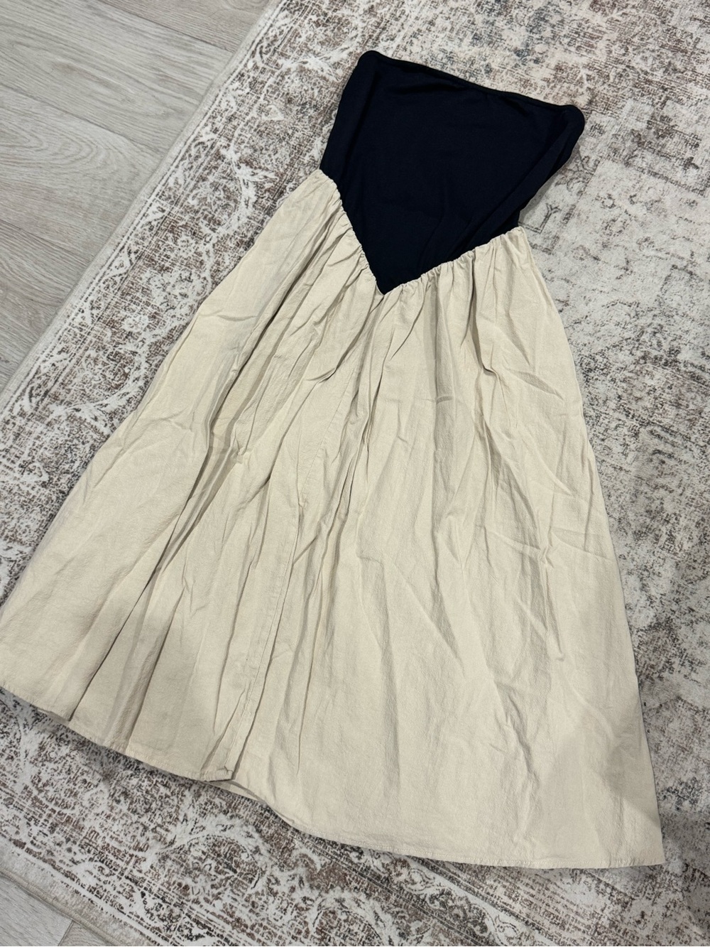 Women’s Two-Tone Midi Skirt — black & Cream